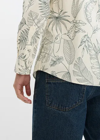 Overhemd van puur katoen • écru-schaduwgroen gebloemd • bonprix online shop