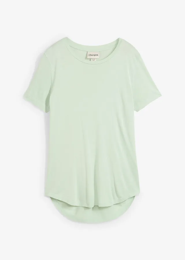 T-shirt long en viscose douce, Couleur: roseau clair