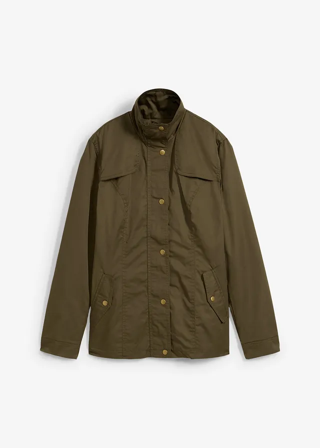 Veste à col montant, Couleur: olive foncé