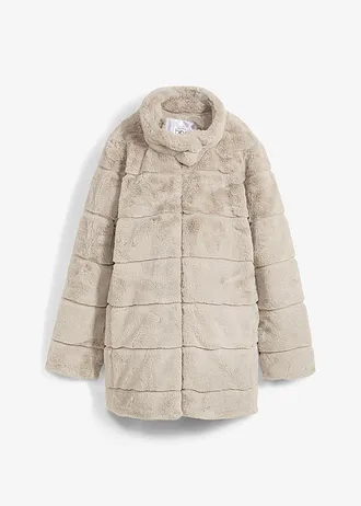 Hebká těhotenská/nosicí bunda z umělé kožešiny, barva: světle šedá