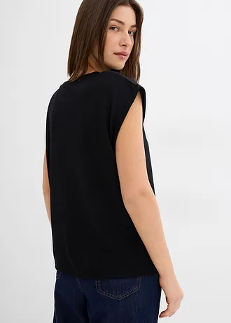 Top van een viscosemix met schoudervullingen • zwart • bonprix online shop