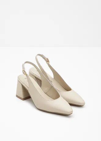 Leren slingback pumps • lichtsand • bonprix online shop