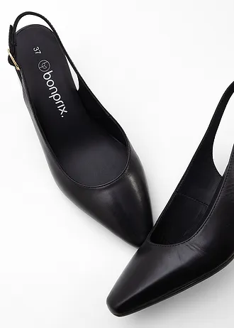 Leren slingback pumps • zwart • bonprix online shop
