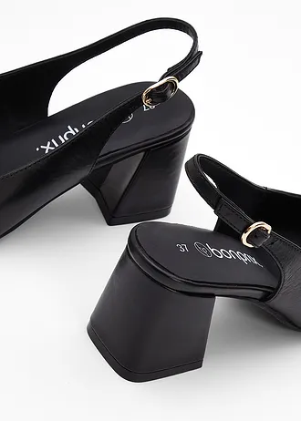 Leren slingback pumps • zwart • bonprix online shop