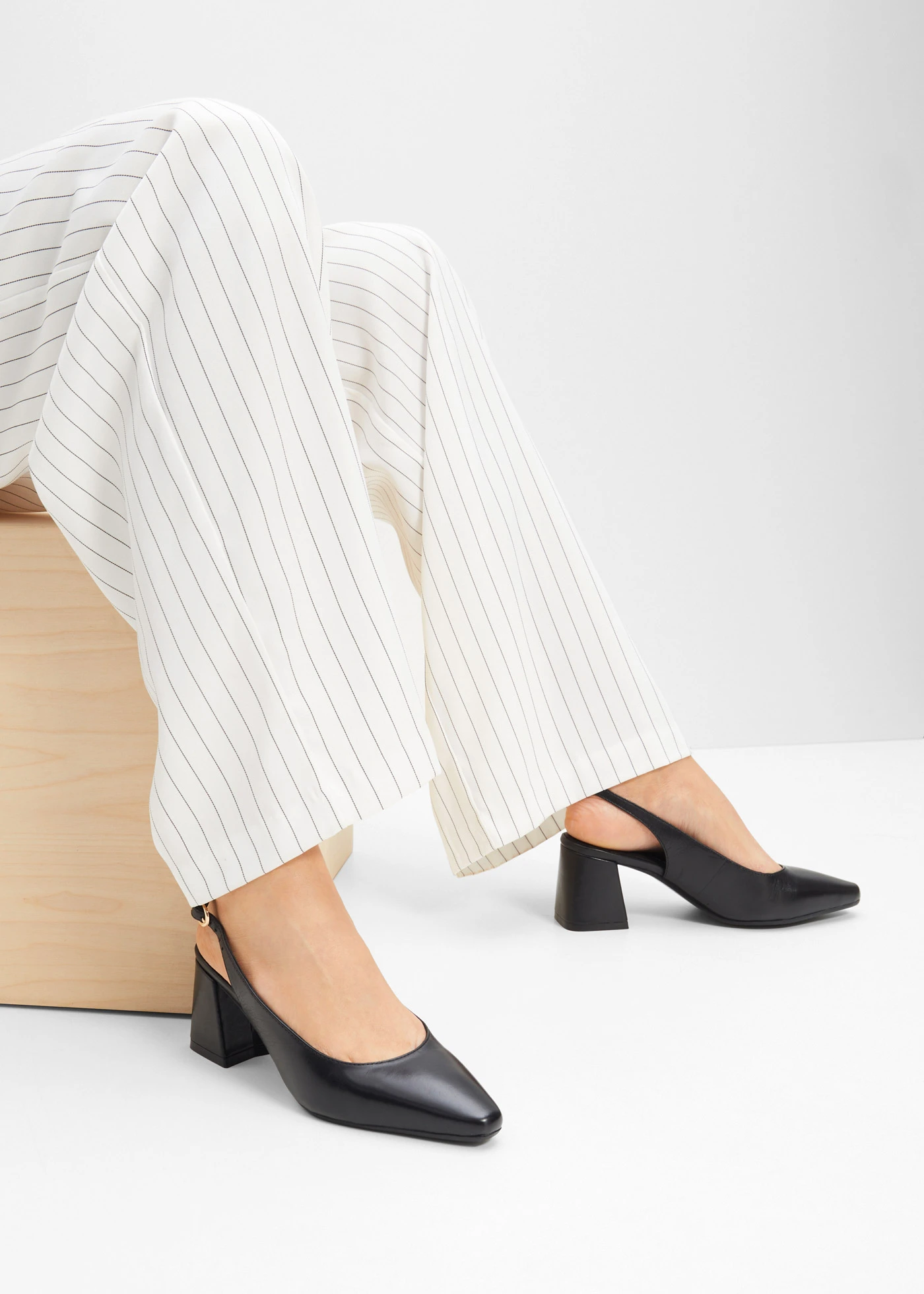 Leren slingback pumps • zwart • bonprix online shop