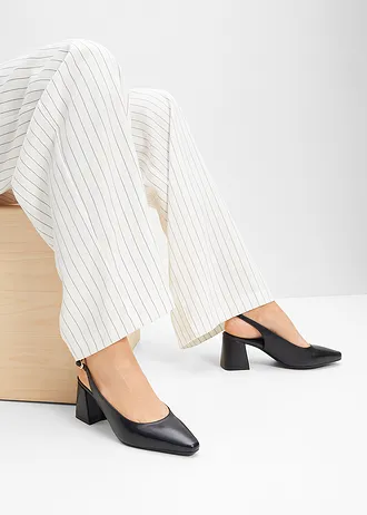 Leren slingback pumps • zwart • bonprix online shop