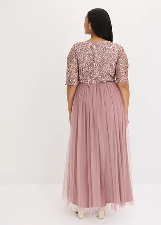 Robe de soirée en tulle avec haut brodé de sequins, Couleur: bois de rose