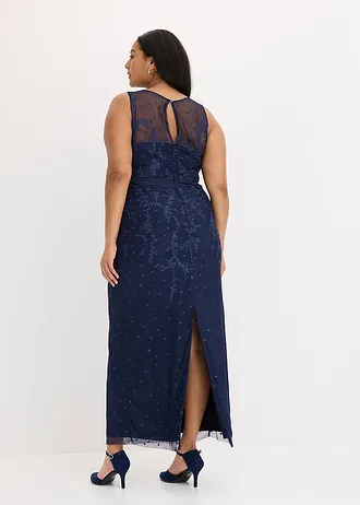 Kanten jurk met borduursel • middernachtblauw plus size • bonprix online shop