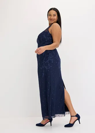 Kanten jurk met borduursel • middernachtblauw plus size • bonprix online shop