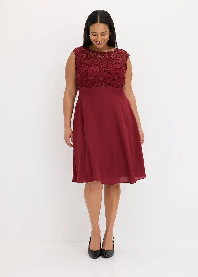 Robe courte à dentelle, Couleur: rouge rubis