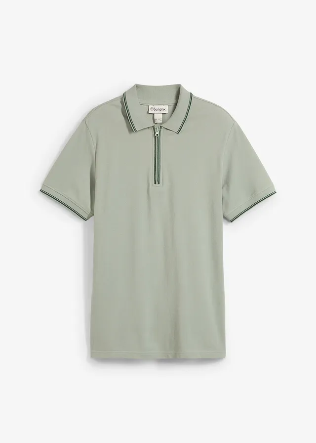 Polo zippé en maille piquée 100% coton