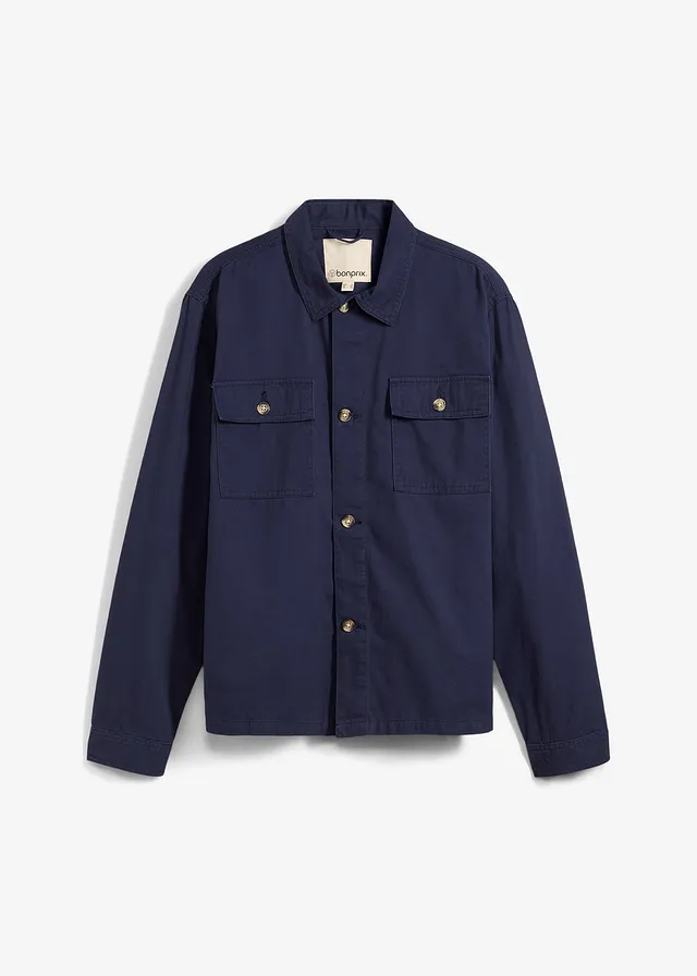 Veste ample de mi-saison en twill, Couleur: bleu foncé