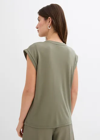 Top van een viscosemix met schoudervullingen • olijfgroen • bonprix online shop