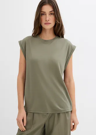 Top van een viscosemix met schoudervullingen • olijfgroen • bonprix online shop