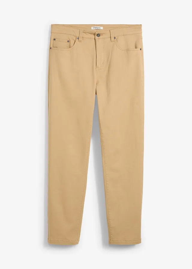 Pantalon droit et extensible, coupe classique, Couleur: beige