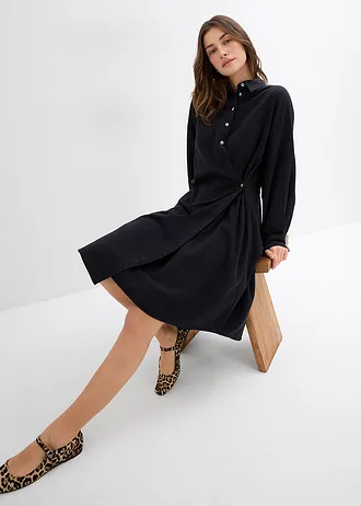Robe-chemise asymétrique • noir • Boutique bonprix