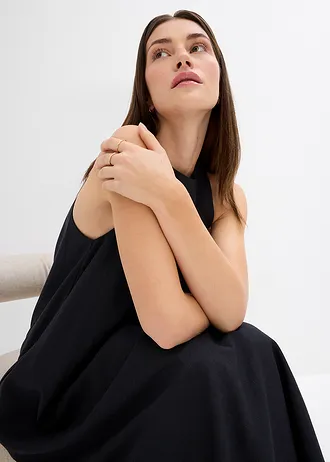 Wijd midi jurk van viscosemix • zwart • bonprix online shop