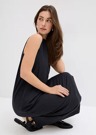 Rochie midi cu buzunare laterale, din amestec cu viscoză • negru • magazin bonprix