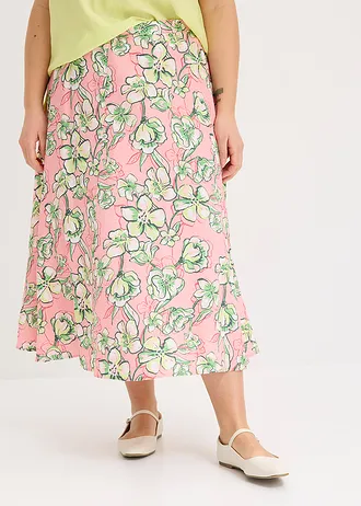 Midi rok van een soepele viscosemix, Kleur: soft roze