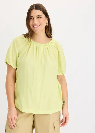 Blouse à effet froissé texturé, Couleur: vert menthe