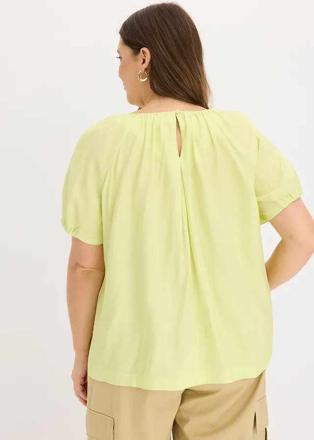 Blouse à effet froissé texturé, Couleur: vert menthe