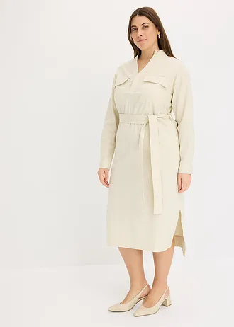 Midi overhemdjurk, Kleur: ecru