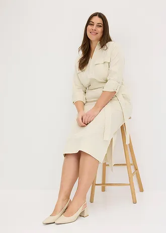 Midi overhemdjurk, Kleur: ecru