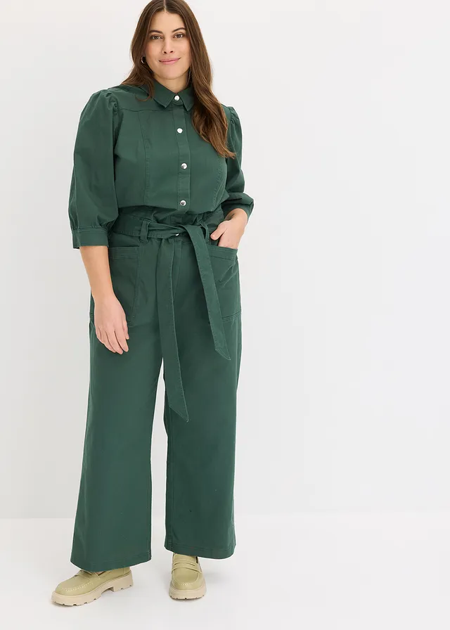 Combinaison style utility, manches bouffantes, Couleur: vert feuille