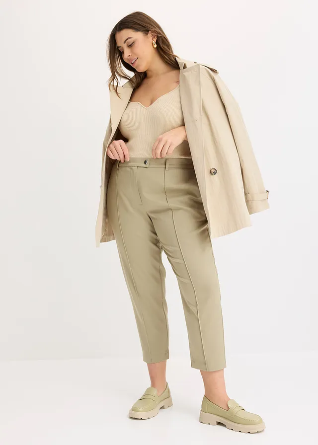 Broek met comfortband, Kleur: new kaki