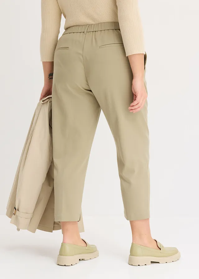 Broek met comfortband, Kleur: new kaki