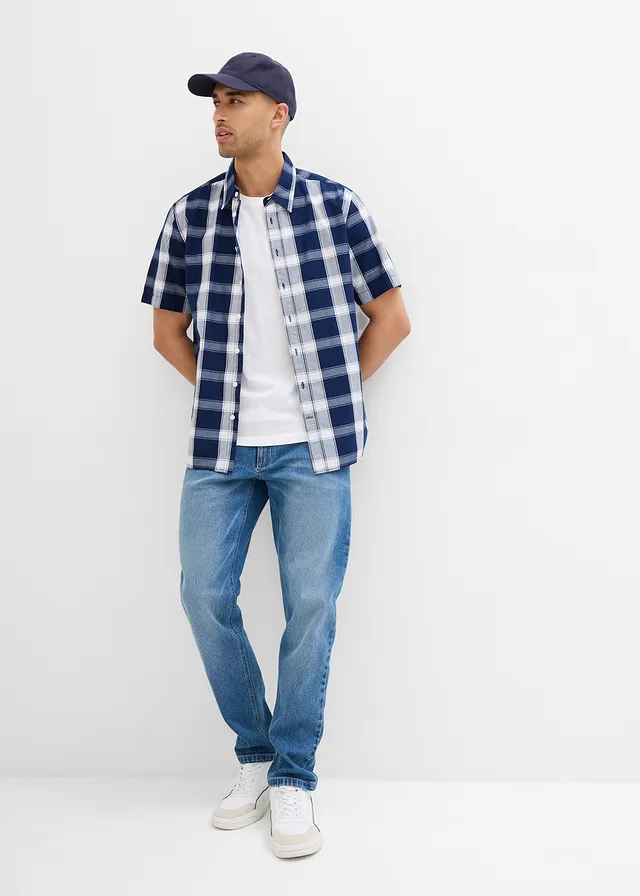 T-shirt van biologisch katoen, slim fit (set van 2), Kleur: wit