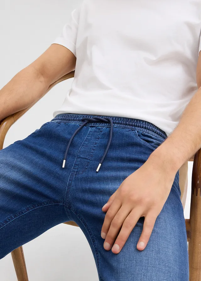 3/4 instap stretch jeans, straight,regular fit ( set van 2) • blue stone+donkerblauw denim • product-page.page-title-suffix