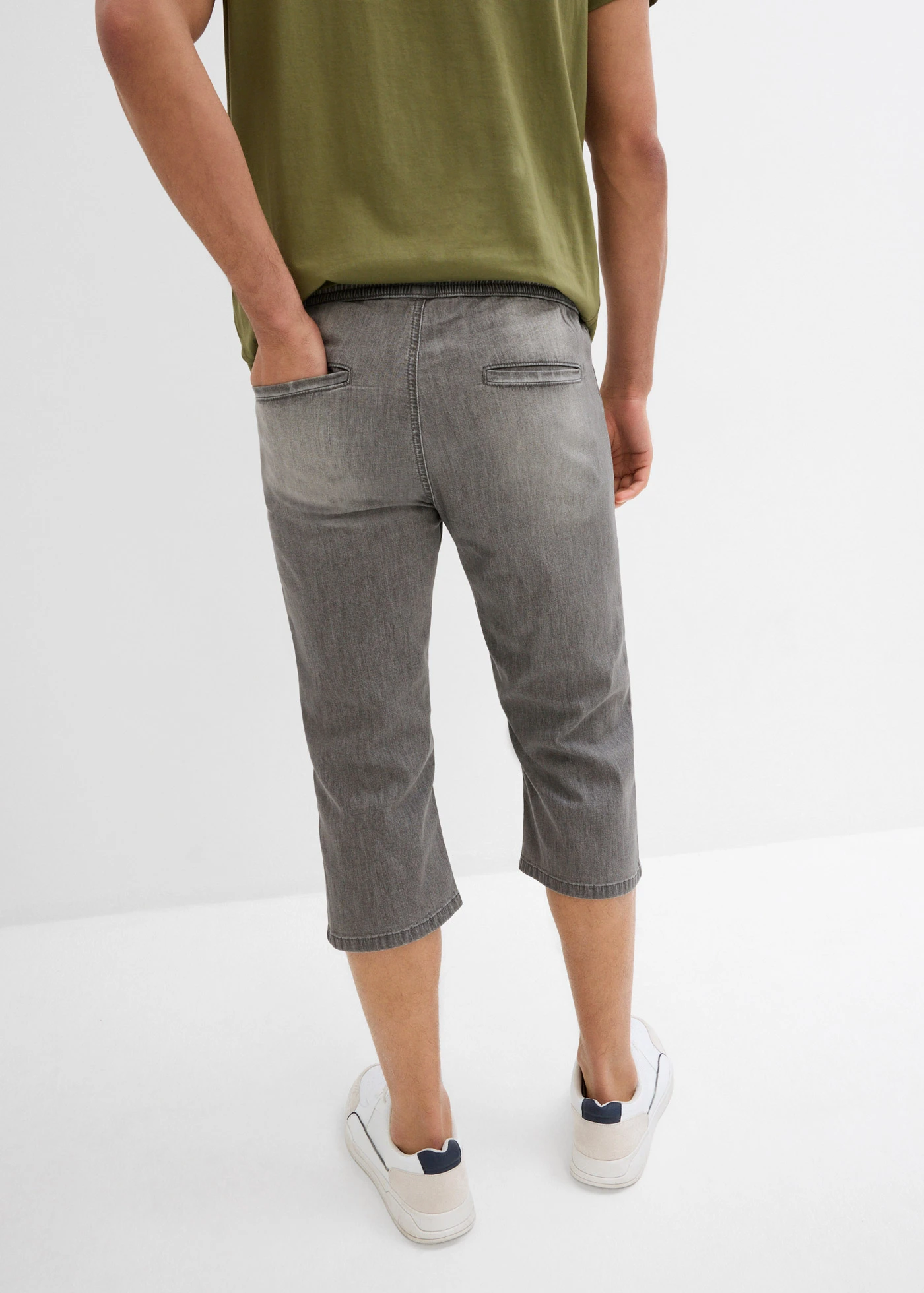 Lehké strečové 3/4 džíny bez zapínání, Regular Fit, Straight (2 ks v balení) • modrá stone+tmavě šedý denim • bonprix obchod