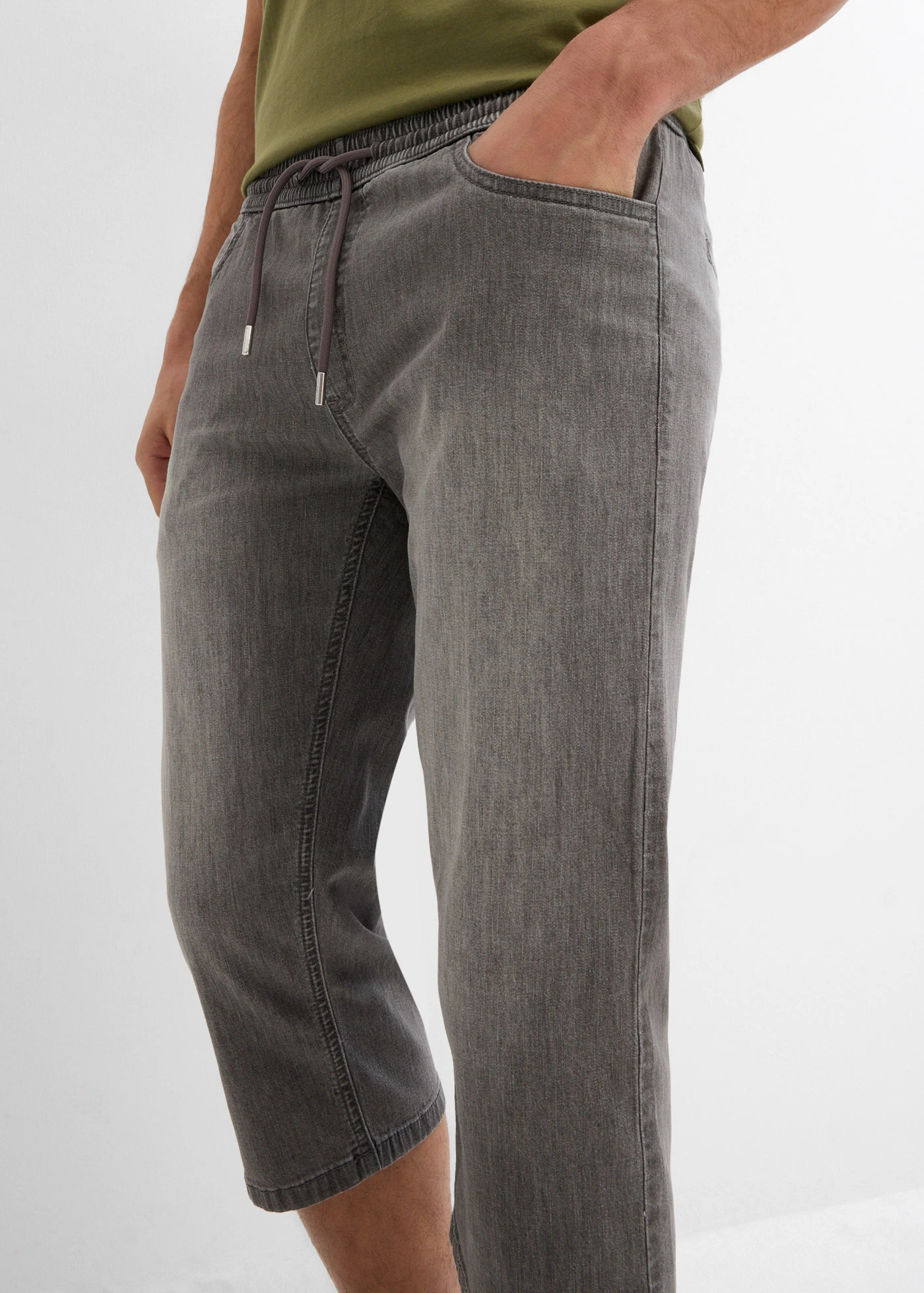 Lehké strečové 3/4 džíny bez zapínání, Regular Fit, Straight (2 ks v balení) • modrá stone+tmavě šedý denim • bonprix obchod