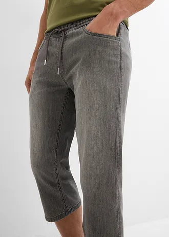 Lehké strečové 3/4 džíny bez zapínání, Regular Fit, Straight (2 ks v balení) • modrá stone+tmavě šedý denim • bonprix obchod