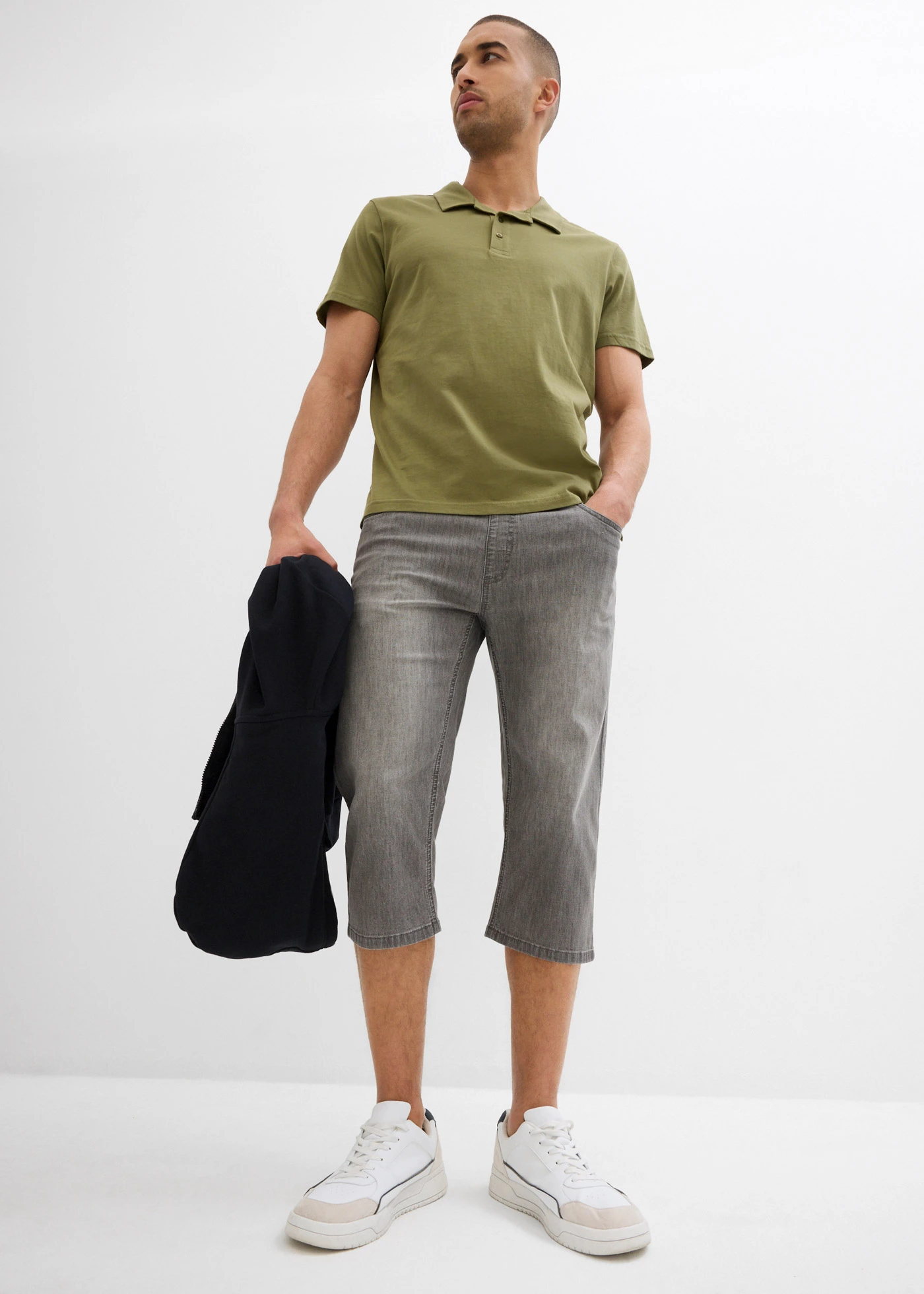 Lehké strečové 3/4 džíny bez zapínání, Regular Fit, Straight (2 ks v balení) • modrá stone+tmavě šedý denim • bonprix obchod