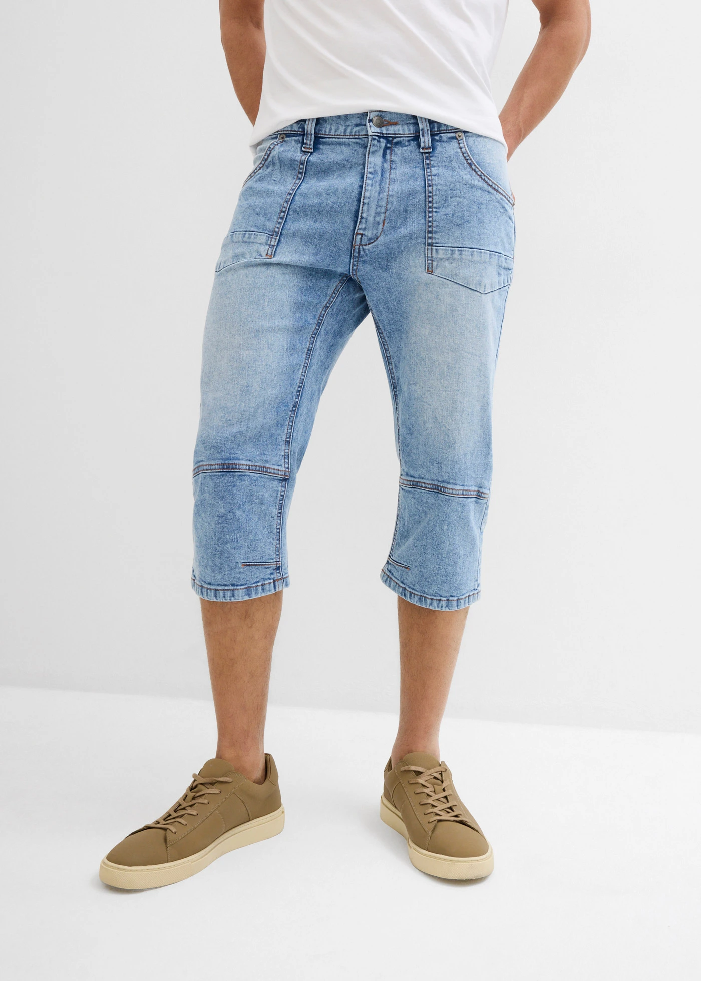 3/4 strečové džíny Regular Fit, Straight • světle modrý denim • bonprix obchod