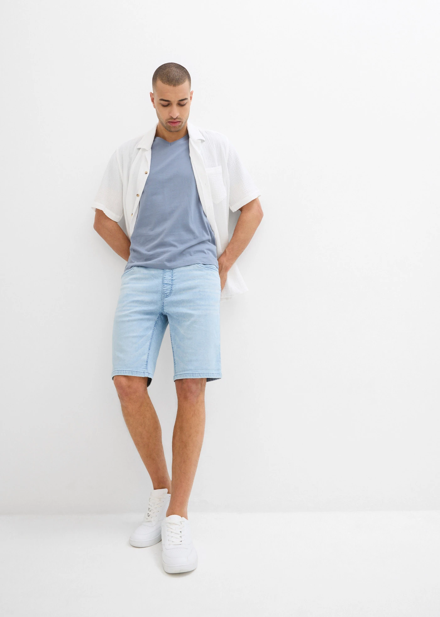 Instap jeans stretch bermuda regular fit • ijsblauw denim • bonprix online shop