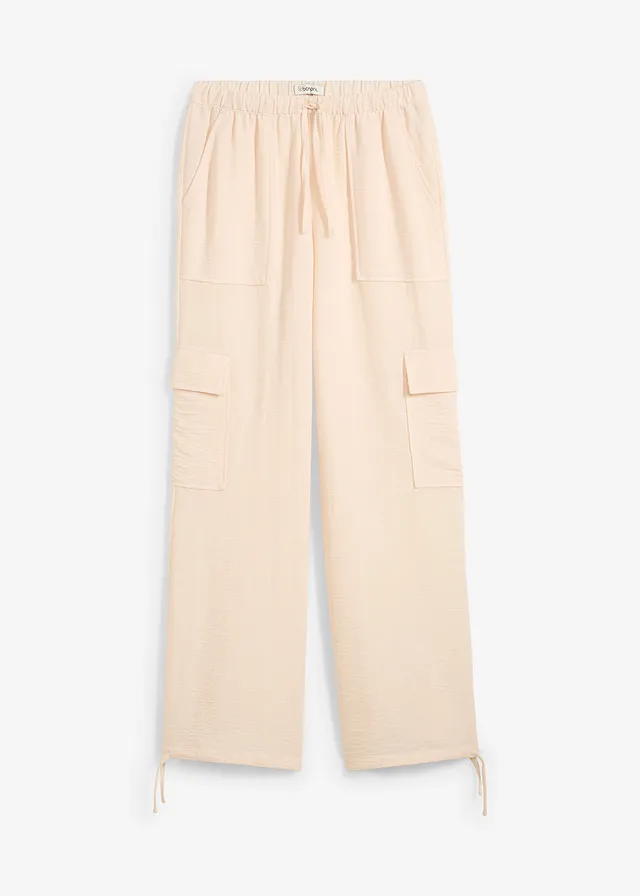Pantaloni cargo din material vaporos