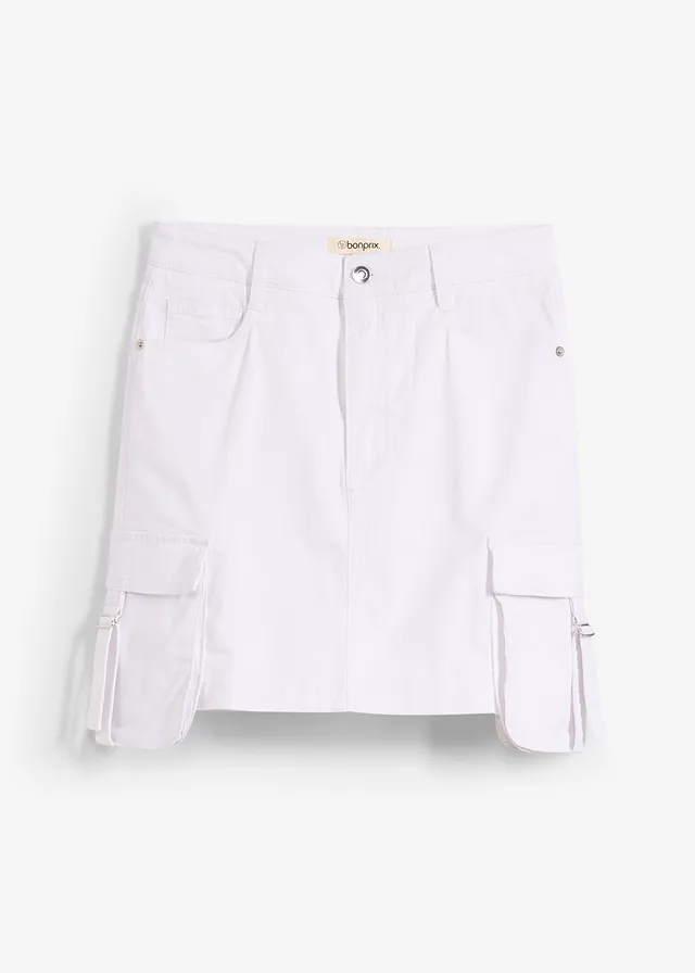 Minirok van een elastische katoenmix • wit • bonprix online shop