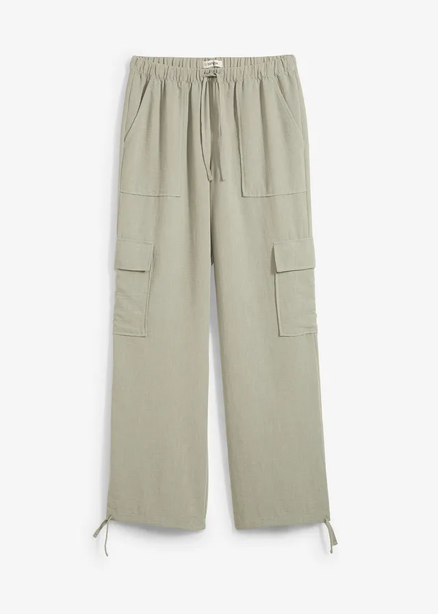 Pantaloni cargo din material vaporos