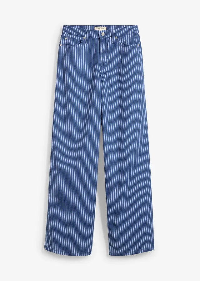 Pantalon en twill 100% coton • indigo clair rayé • Boutique bonprix