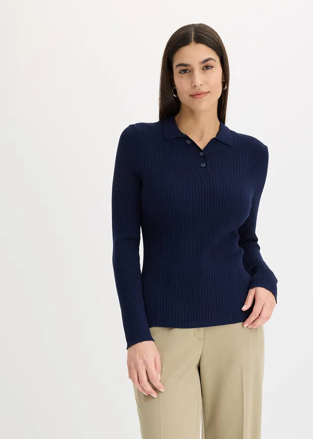 Fijne trui met knopen • donkerblauw • product-page.page-title-suffix