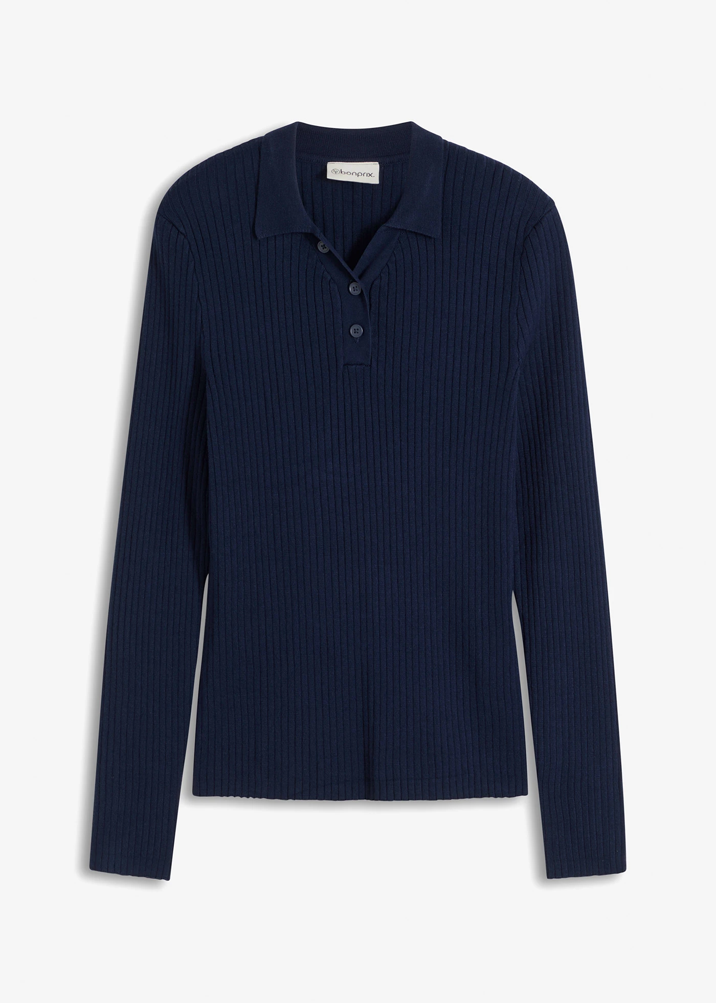 Bluză din tricot fin ripsat, cu nasturi • bleumarin • magazin bonprix