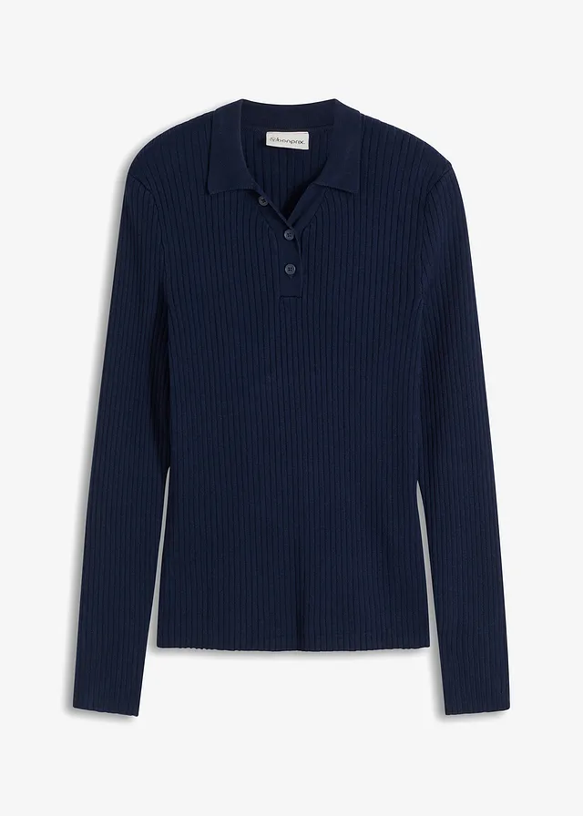 Fijne trui met knopen • donkerblauw • bonprix online shop