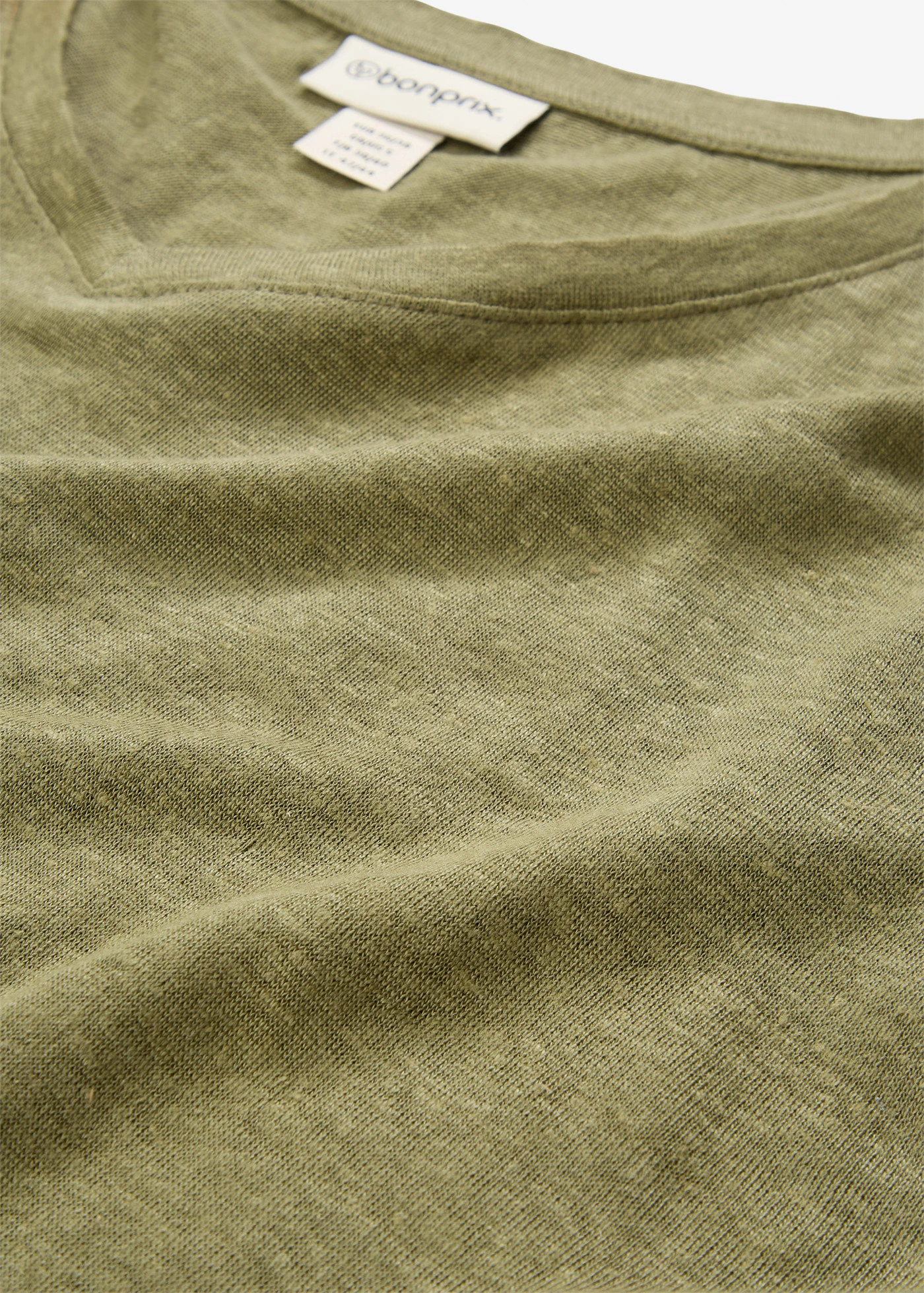 T-shirt van puur linnen • olijfgroen • bonprix online shop