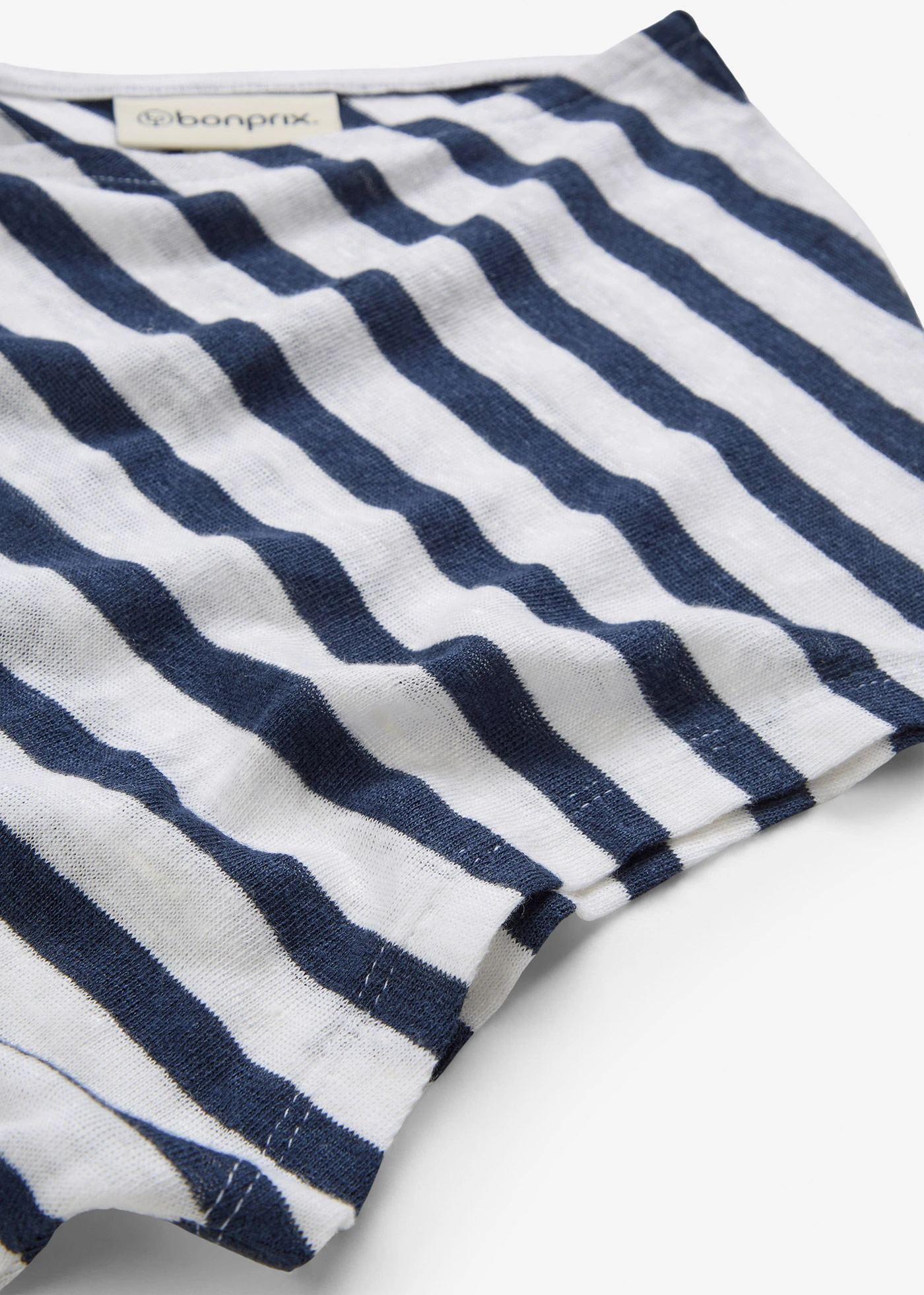 Linnen shirt met vleermuismouwen en V-hals • donkerblauw/wit gestreept • bonprix online shop