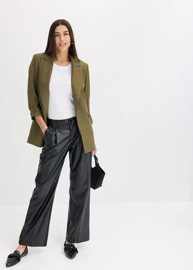 Lange blazer, Kleur: donkerolijfgroen