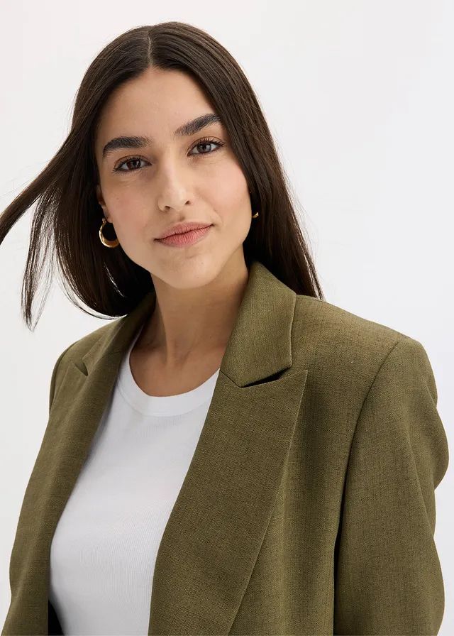 Lange blazer • donkerolijfgroen • product-page.page-title-suffix