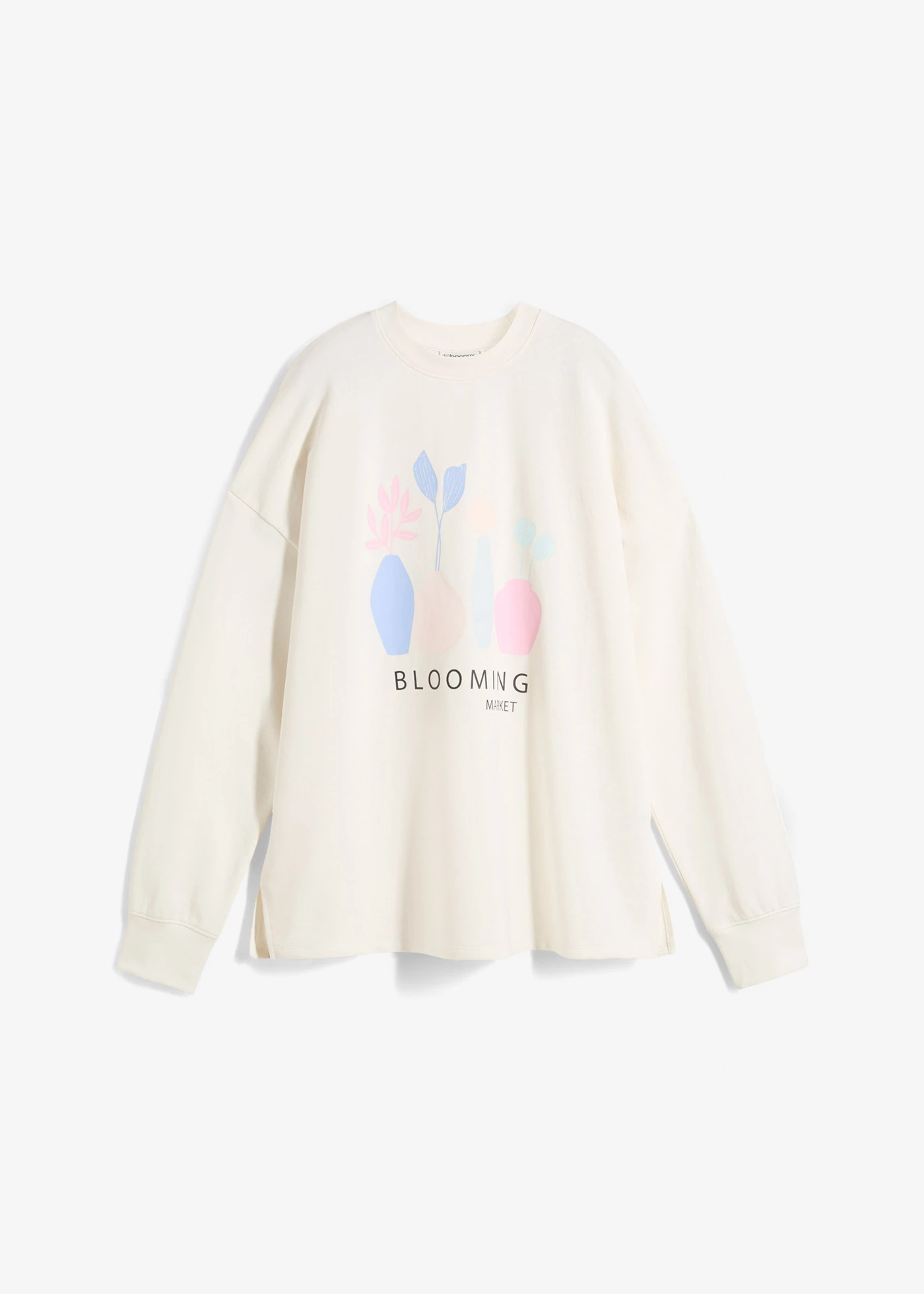 Oversize-mikina z bavlneného mixu • biela vlna • obchod bonprix